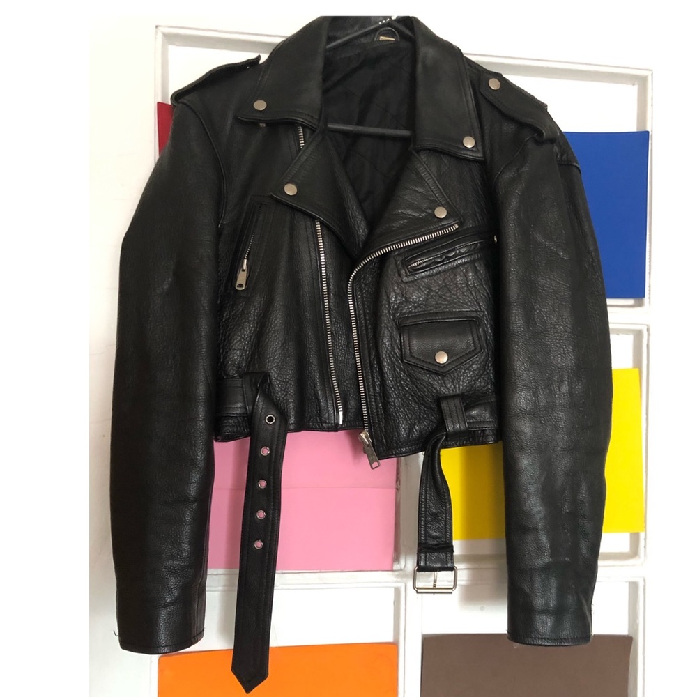 Authentic Vintage Leather Moto Jacket Cropped